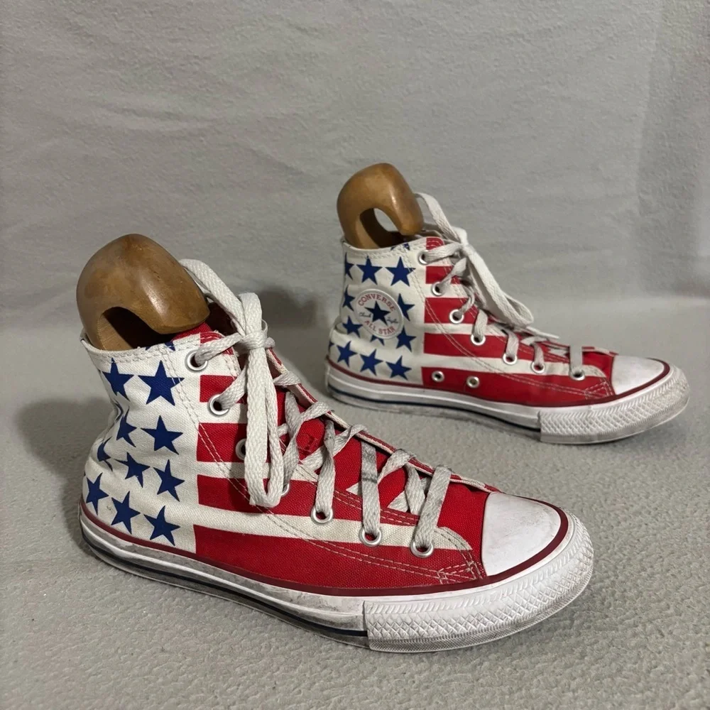 Converse Chuck Taylor All Star Red White Stars High-Top Sneakers sz 4 Juniors